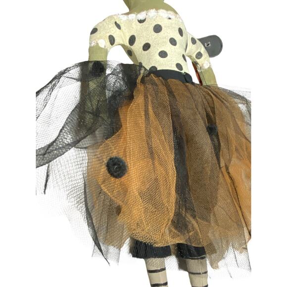 Sharon Andrews Primitive 22" Halloween Rare Green Face Arms Pumpkin Shelf Figure - Picture 5 of 10